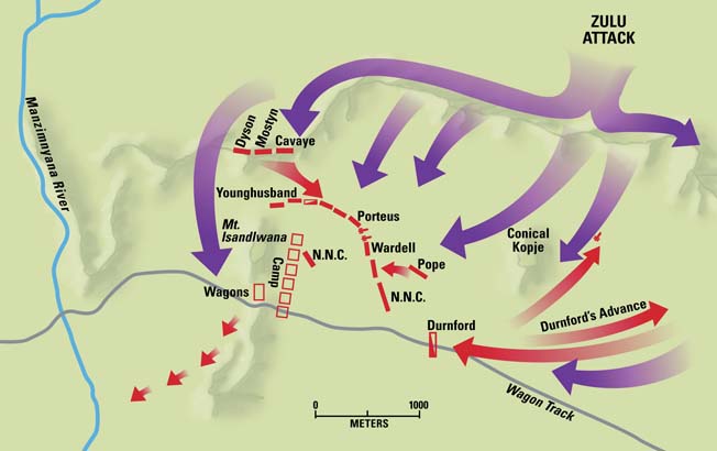 Map of the Battle of Isandlwana